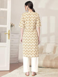 Pinkmint Kurta Set For Women Cotton Printed Straight Kurta With Pant (Pack Of 1) Multicolor6 L