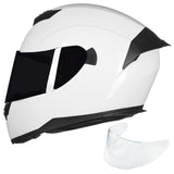 ILM Full Face Motorcycle Helmet for Motocross Street Bike DOT Certified 2 Visors Model-317(White, L)