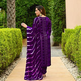 Anni Designer Women'S Rayon Blend Straight Bandhej Printed Kurta With Pant & Dupatta (Baghira Begani_S_Begani_Small),Begani,S,Rayon Blend,Regular,