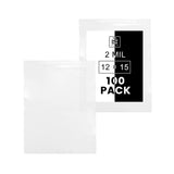 12 X 15 (100 Bags) 2 Mil Clear Reclosable Zip Plastic Poly Bags with Resealable Lock Seal Zipper