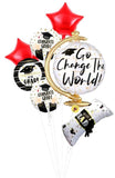 Atpata Funky Happy Graduation Foil Balloons for Graduation Convocation Commencement Ceremony (Grad Globe Set)