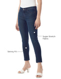 INKD Women's Buttersoft Mid-Rise Skinny Fit Jeans- Stretchable,Super Sapphire