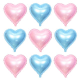 AnnoDeel 20pcs Blue Pink Heart Foil Balloons, 18inch Blue Heart Balloon and Pink heart Mylar Balloons for Love Heart Balloon Val