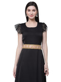 Anekaant Gold & Multi Cotton Poplin Embellished Wide Belt
