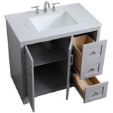 Elegant Kitchen And Bath 36 Inch Single Bathroom Vanity Cabinet - Grey