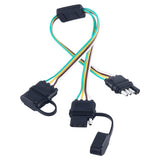 NEWSUN Universal 4-Way Flat Y-Splitter Plug for Tailgate Light Bars & Trailer Lights,Plug & Play Adapter Extension Harness Wirin