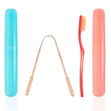 Ozette Travel Kit Includes 1 Super Soft Sensitive Toothbrush And 1 100% Copper Tongue Cleaner/Scraper With AntiBacterial Cont