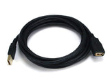 Monoprice 10Feet USB 2.0 A Male to A Female Extension 28/24AWG Cable (Gold Plated) (105434),Black