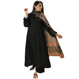 Anni Designer Women'S Rayon Viscose Anarkali Solid Kurta With Pant & Dupatta (Avantika Black-Vks01_Xxl_Black_Xx-Large),Black,2XL,,,