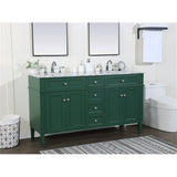 Elegant Decor Park Avenue 60 Metal Mdf Marble Double Bathroom Vanity In Green