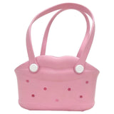 Snappsy Tote Bag With Drainage Holes NonSlip Eva Tote Perforated Coastal Tote For Pool, Travel Pink