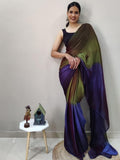 Satrani Womens Chiffon Ready To Wear Saree With Unstitched Blouse Piece(3029S192N_Green)