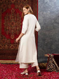 Anni Designer Women'S Cotton Blend Straight Printed Kurta With Pant (Nenisha Cream-Jl_4Xl_Cream_Xxxx-Large),Cream,4XL,Cotton Blend,Regular,