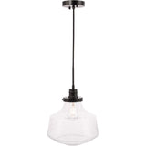 Elegant Lighting Living District Lyle 1-Light Metal Pendant In Black And Clear Seeded