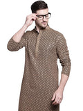 Jompers Mens Sequin Embroidered Pure Cotton Kurtas (Brown, Xl)