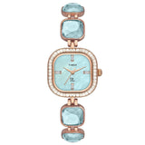 Timex Fria Analog Watch For Women With White Square Dial & Gold Brass Bracelet Band Water Resistant Women'S Wrist Watches - Twel