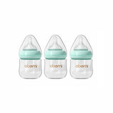 Glass Baby Bottles, Newborn Baby Bottle 4oz/120ml with Slow Flow Breast-Like Nipple for 0+, Anti Colic, BPA Free, Blue/3Pack