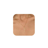 Bheop Cross Necklace for Women Trendy Simple 14K Gold Plated Dainty Thin Handmade Cross Pendant Charm Necklaces Cute Religious D