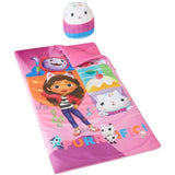 Gabbys Dollhouse 2 Piece Sleeping Slumber Bag and Squishy Pillow,54x30,Ages 3+