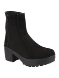 Shoetopia Girls Black Casual Solid Mid Top Heeled Boots,Black,8,B09NBJMX9S