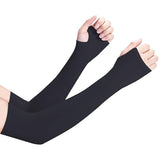 Xjarvis Black Uv Tan Sunblock Protection With Thumb Hole Arm Sleeves Outdoor Indoor Use Unisex Arm Sleeve For Men & Women Children With Compression & Cooling Effect Pack Of 1 (Black),1 Pair- Black Color,,B0C58VWQP2