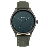 Titan Workwear Quartz Analog Hunter Green Dial Olive Green Leather Strap Watch For Men - Nt1802Nl02