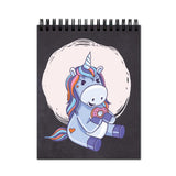 Vprint Unicorn With Donut Spiral Wiro Unruled Blank Pages Notebook Diary Journal Drawing Book Black Paper A4 (Size 8X11)