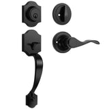 Tinewa Black Front Door Handle and Deadbolt Set, Front Door Lock Set, Entry Door Locksets with Deadbolt Single Cylinder, Reversi