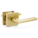 Linkaa Brushed Brass Square Door Handles Interior for Closet Hallway Doors, Brushed Gold Lever Square Door Knob,Latch and Screws