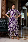 Anni Designer Women'S Rayon Viscose Straight Printed Kurta With Palazzo (Diboli Begani_M_Begani_Medium),Begani,M,Rayon Blend,Classic,