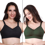 Trylo Riza Cottonfit Bra Combo Pack Black & Olivegreen 36 D - Cup - Pack Of-2,BLACK & OLIVEGREEN,36,B0DQKYQ2TP