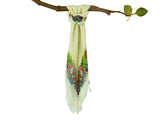 Cashmere Craft 100% Silk Beige Printed Scarf Ccsilk559
