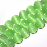 Light Green Cat Eye Beads Round 12mm Semi Precious Gemstone Loose Beads for Jewelry Making (31-33pcs/strand)
