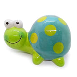 WitnyStore Coin Bank 5 Blue Green Turtle - Hand Made Painted Ceramic Money Saving Piggy Banks Removable Coins Container Storage