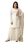Wedani Georgette Embroidered Sequins Kurta Set With Duptta For Womne (In Alpha Xl Regular White),WHITE,XL