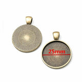 Excellentcrafts Blank Round Bezel Tray Base, Antique Bronze, 25Mm