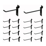 KINGDOM SOLUTIONS - 16-Pack Black Metal Slatwall Hooks (8X 4, 8X 6) - Heavy-Duty Slat Wall Accessories for Garage Organization,