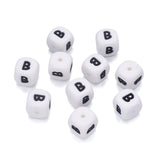 Beadthoven 100pcs Silicone Letter B Beads Bulk 12mm Cube Alphabet Silicone Focal Beads Loose White Rubber Assorted Letter Beads