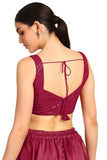Soch Womens Fuchsia Sequinned Sweetheart Neck Georgette Padded Blouse Fuchsia 34