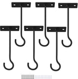 QTJUST 6Pack 6inch Wall Hook for Hanging Plant Bracket Metal Plant Hook Black