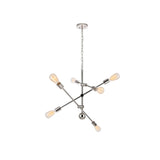 Living District Indoor Modern Home Decorative Bright Ceiling Axel 6 Lights Polished Nickel Pendant
