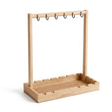 TRENDYNEST Vintage Style Calligraphy Brush Rack Hanging Hooks Wooden Brush Rack Scalloped Edges Desk Organizer Felt Mat, Wood Co