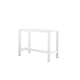 Benjara BM287806 Patio Kylo 59 Inch Outdoor Bar Height Table, White Aluminum Frame, Plank Surface