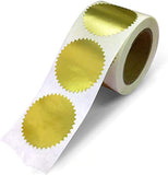 2 Inch Round, Gold Metallic Seals with Serrated Edge for Package, Envelope, Certificate, Wafer, from NextDayLabels, 250 Stickers