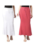 GRECIILOOKS Microfiber Saree Shapewear Petticoat for Women, Cotton Blended Shape Wear for Saree(White&Dark-Pink_M)
