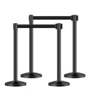 VEVOR Stanchion Post, 8 Pcs Stanchions with Retractable Belts, Carbon Steel Black Stanchions Queue with Sand Injection Hollow Ba