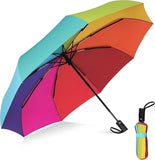Lilone Rainbow Compact Travel Umbrella With Auto Open And Close