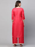 Gosriki Women'S Cotton Straight Kurta With Palazzo (Kpz-Cot-10005-Red_S-Go_Red_Small),Red,,B09LR4QP1R