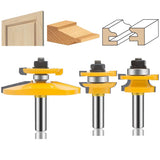 LEATBUY 3 PCS Router Bit Set 1/2-Inch Shank, Round Over Raised Panel Cabinet Door Ogee Rail and Stile Router Bits, Woodworking W