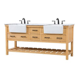 Elegant Decor Clement 72 Aluminum Mdf Double Bathroom Vanity In Natural Wood